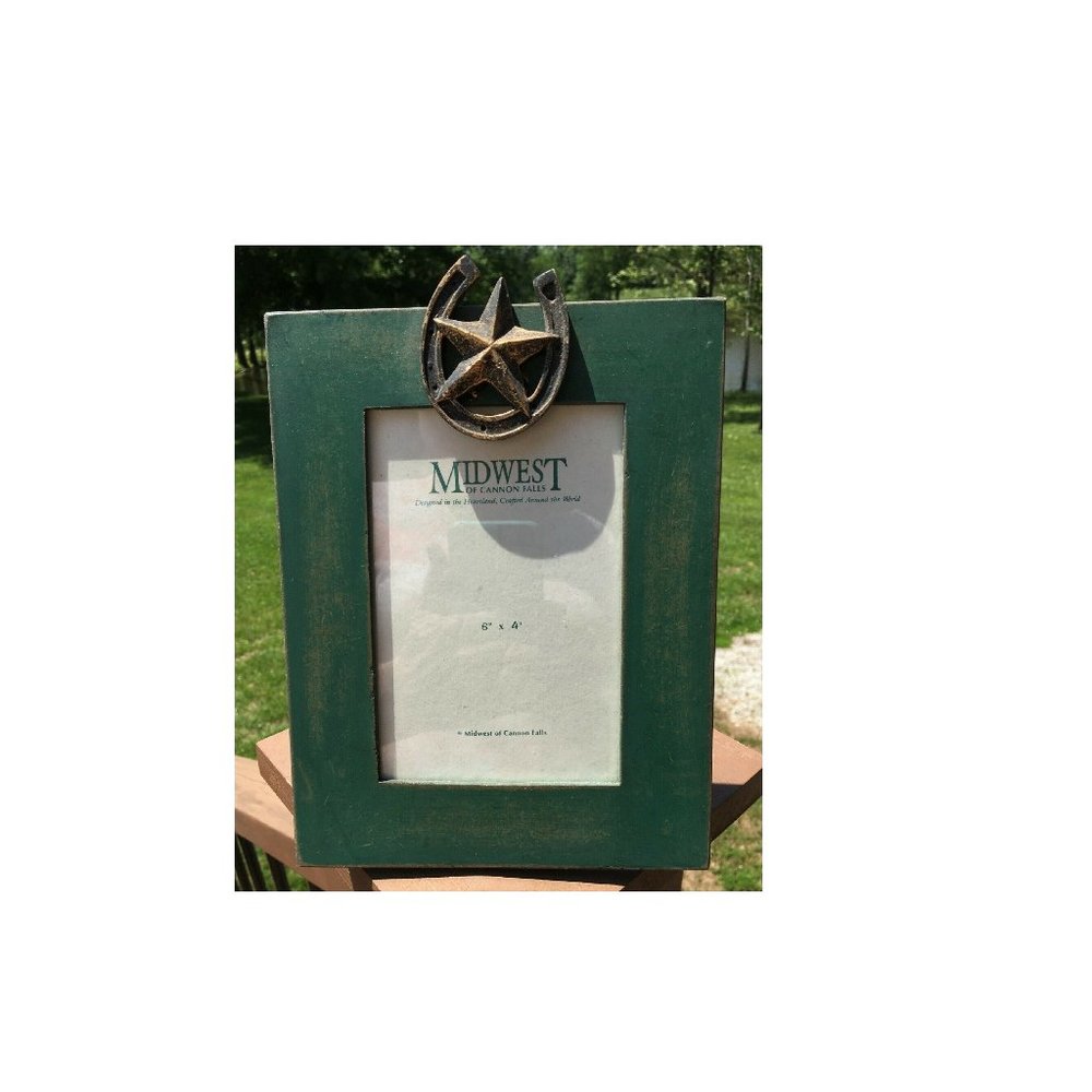 Western Green Picture Frame Horseshoe Texas Star 6 x 4 Midwest Cannon Falls NEW